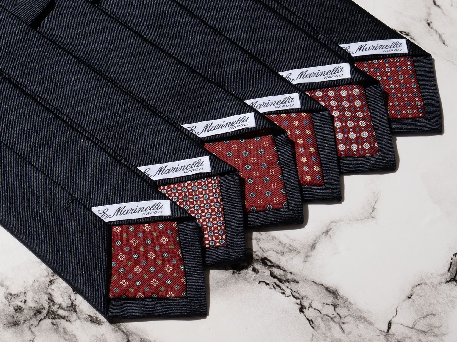 ネイビー ソリッド 裏地 小紋タイ ボルドー 小紋タイ